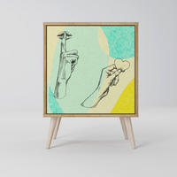 SIDEBOARD BODY LANGUAGE, Eichefarben, 57,5x42x77,5 cm, Schräge Buchenholzfüße - Eichefarben/Buchefarben, Holzwerkstoff/Buchenholz (57.5/77.5/42cm) - SpaceRebels