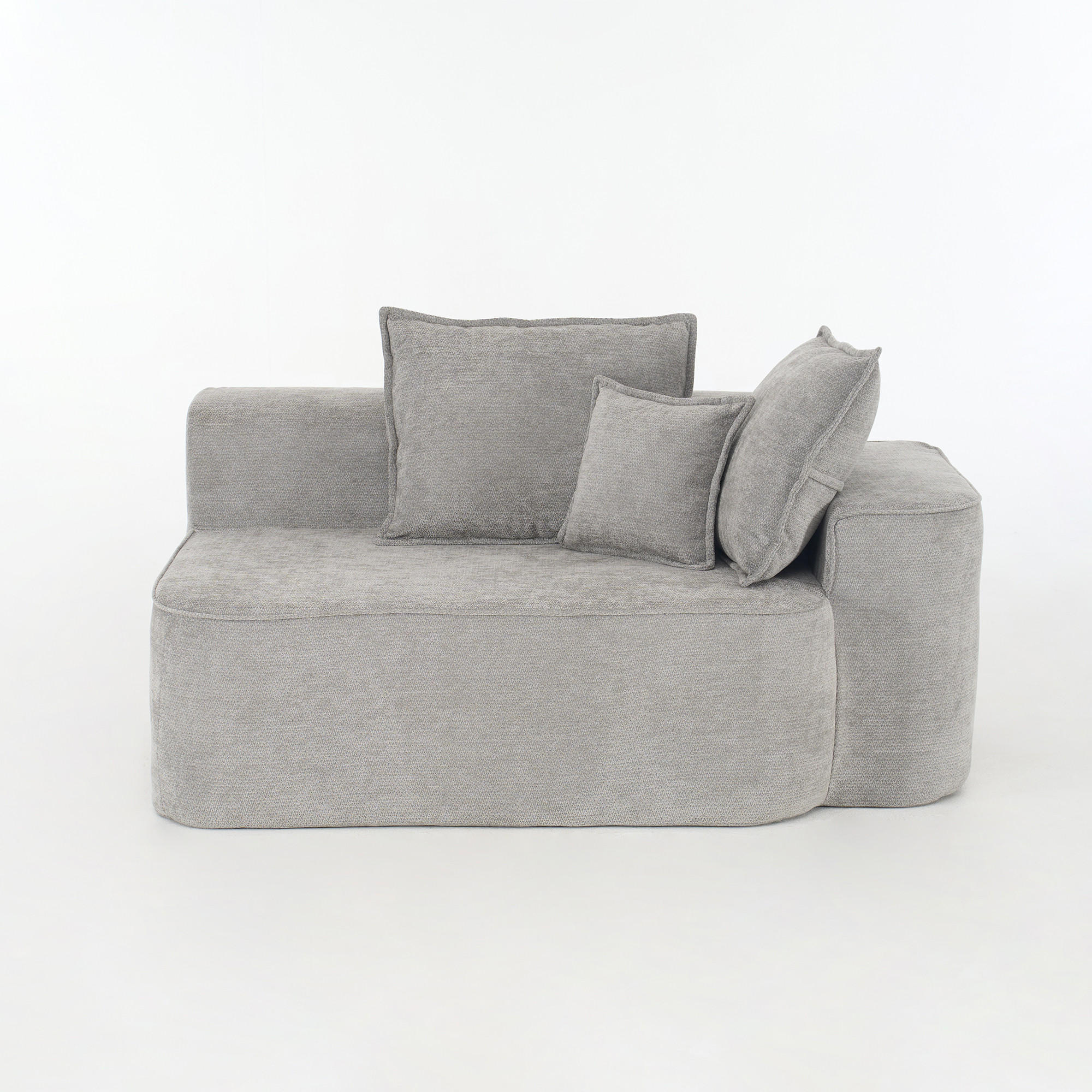 RÉCAMIERE Chenille Grau mit Seitentaschen - Grau, Holzwerkstoff/Textil (150/65/95cm) - WISHDOR