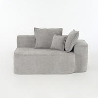 RÉCAMIERE Chenille Grau mit Seitentaschen - Grau, Holzwerkstoff/Textil (150/65/95cm) - WISHDOR