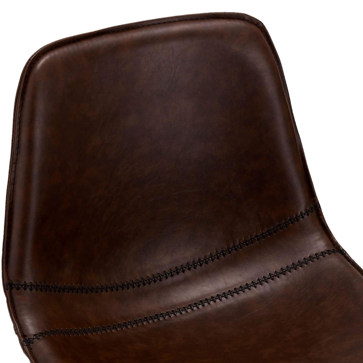 BARHOCKER-SET 2 Stück in Kunstleder - Schwarz/Braun, Textil/Metall (48/98/57cm) - Furnhouse