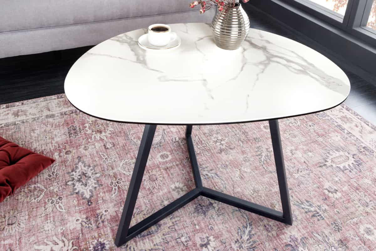 COUCHTISCH MARVELOUS Marmor rechteckig Weiß 70cm - Goldfarben/Weiß, Glas/Keramik (55/70/45cm) - riess-ambiente