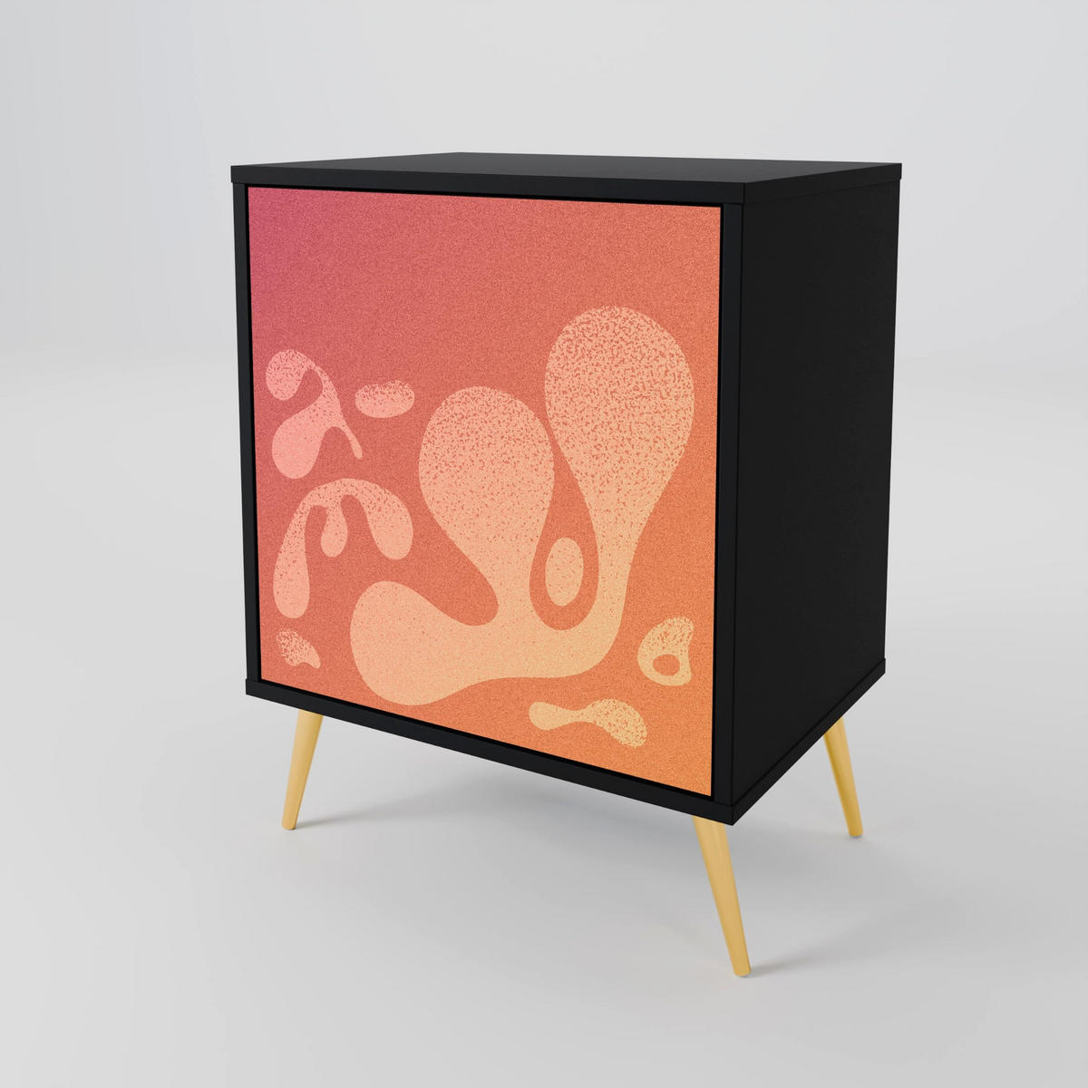 SIDEBOARD IRREGULAR PINK, Schwarz, 57,5x42x72,5 cm, Schwarze Metallfüße - Multicolor/Schwarz, Holzwerkstoff/Metall (57.5/72.5/42cm) - SpaceRebels