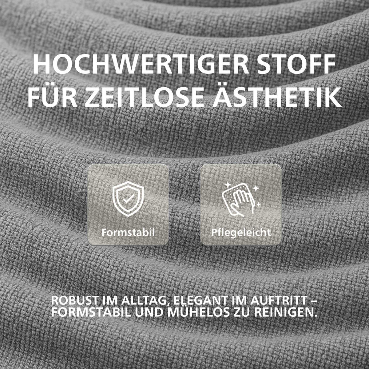 ARMLEHNENSTUHL 2er Set Stoff Hellgrau - Hellgrau/Schwarz, Textil/Metall (59/87/59cm) - CLP