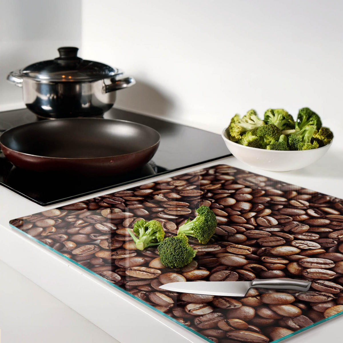 GLASPLATTE 60x52 cm Kaffeebohnen - Braun, Glas (60/0.4/52cm) - TULUP