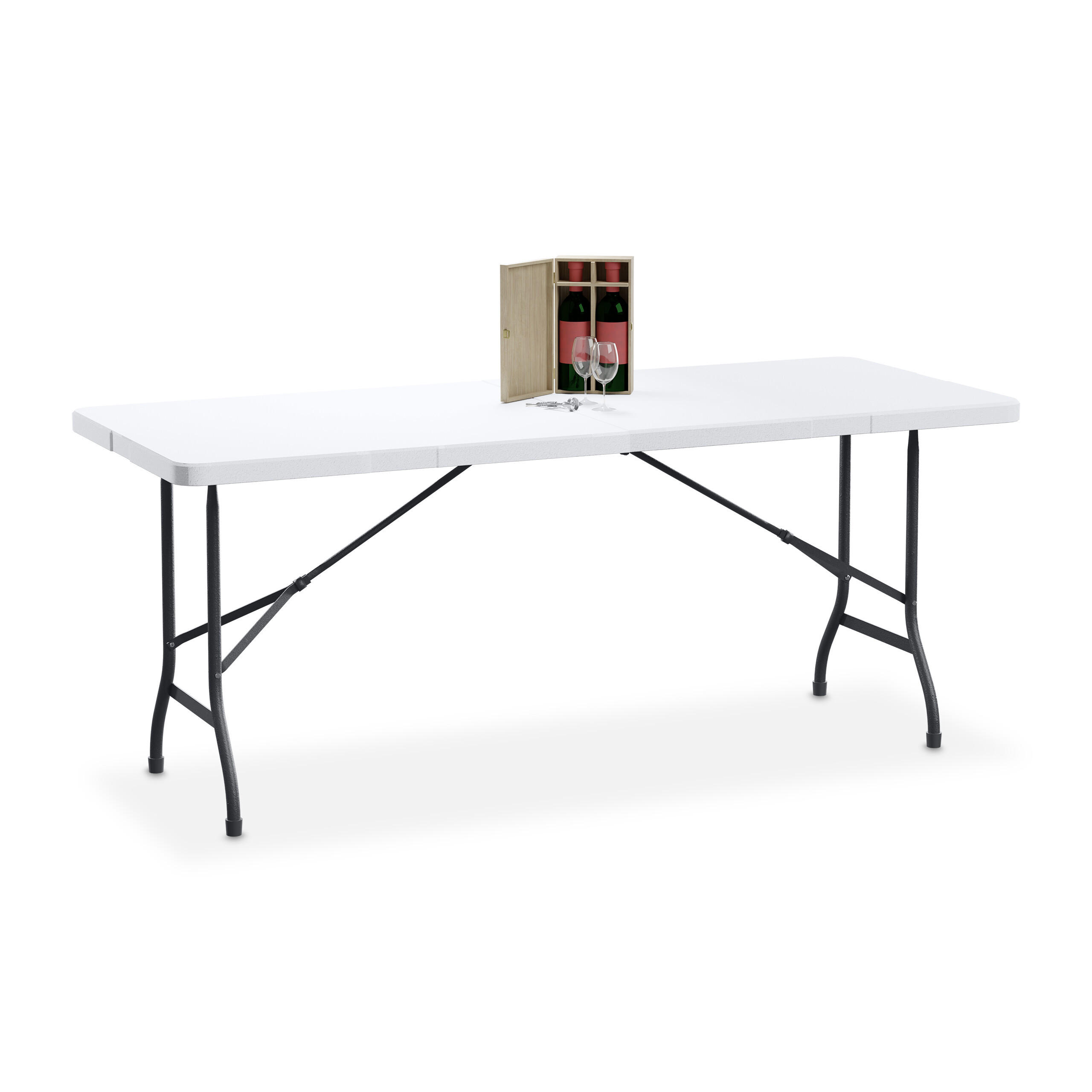 GARTENTISCH - Weiß, Kunststoff/Metall (74/180/72cm) - Relaxdays