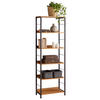 STANDREGAL Holzoptik Metall Eichebraun Schwarz 6 Ebenen 178×60×30 cm - Eichefarben/Schwarz, Holzwerkstoff/Metall (60/178/30cm) - Begryf