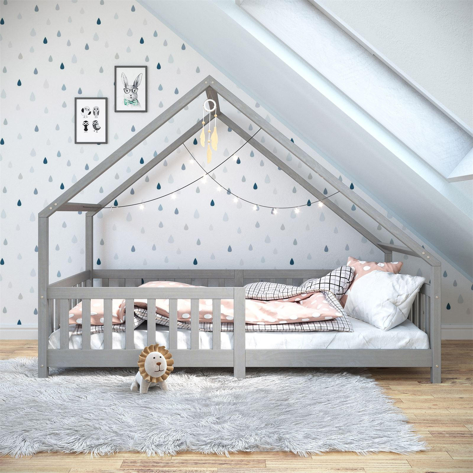 HAUSBETT CORA 90X200 CM - Grau, Holz (96/158/206cm) - IDIMEX