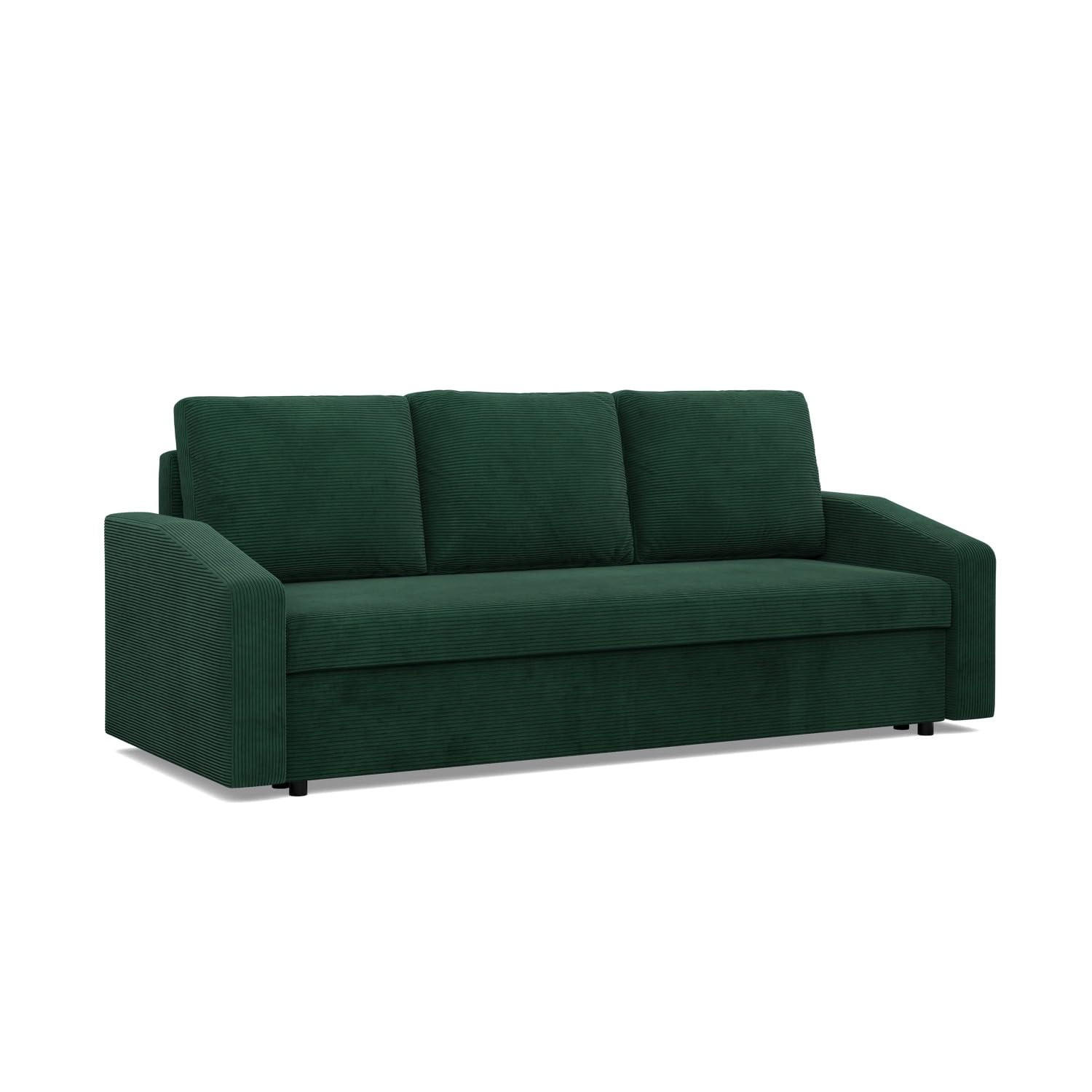 SOFA 3-SITZER MIT SCHLAFFUNKTION NEO, Cord - Dunkelgrün - Grün, Textil (220/92/92cm) - Mebligo