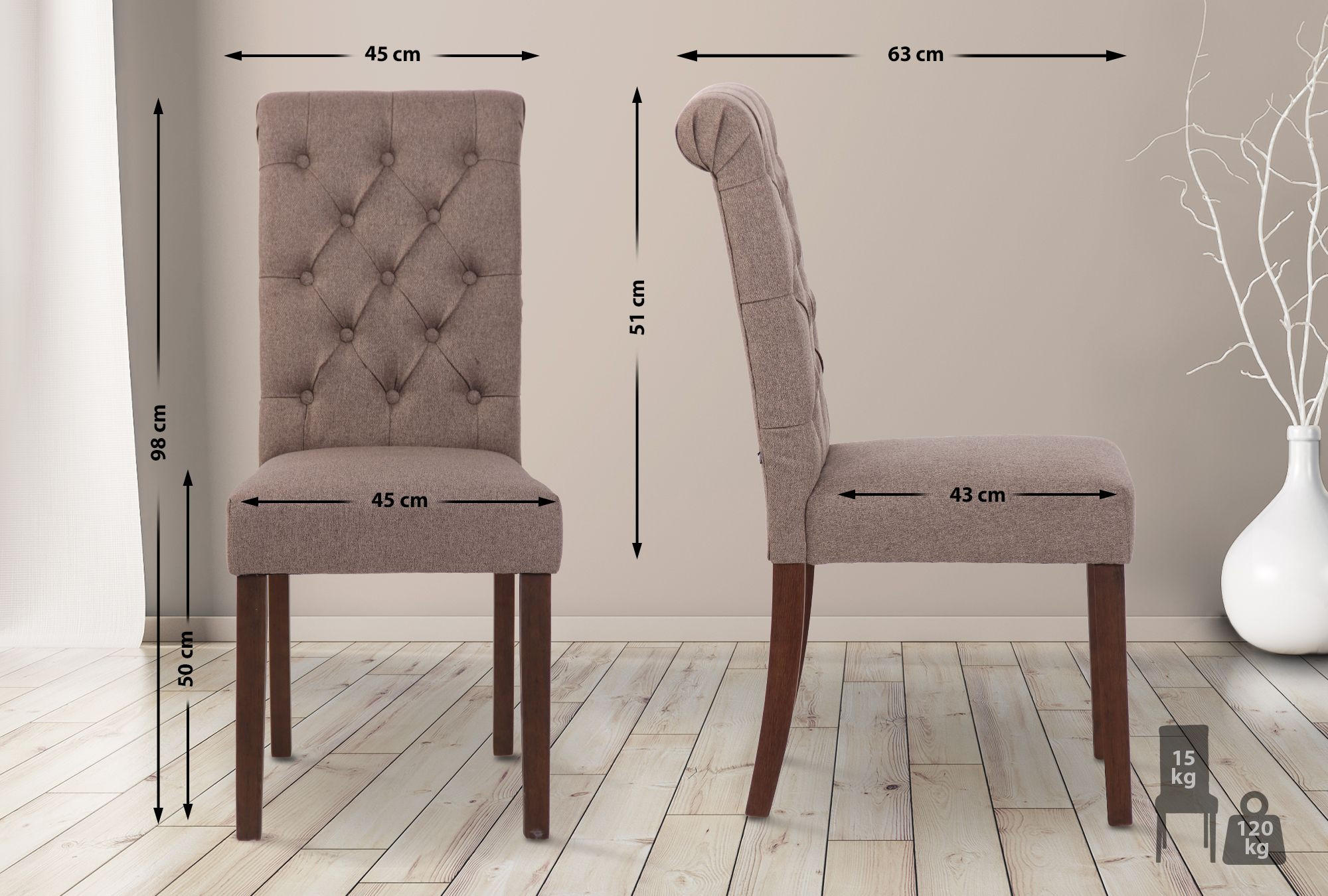 Thumbnail - CLP Stuhl, Taupe, Textil, 45x98x63 cm, Esszimmer, Stühle, Esszimmerstühle, Vierfußstühle