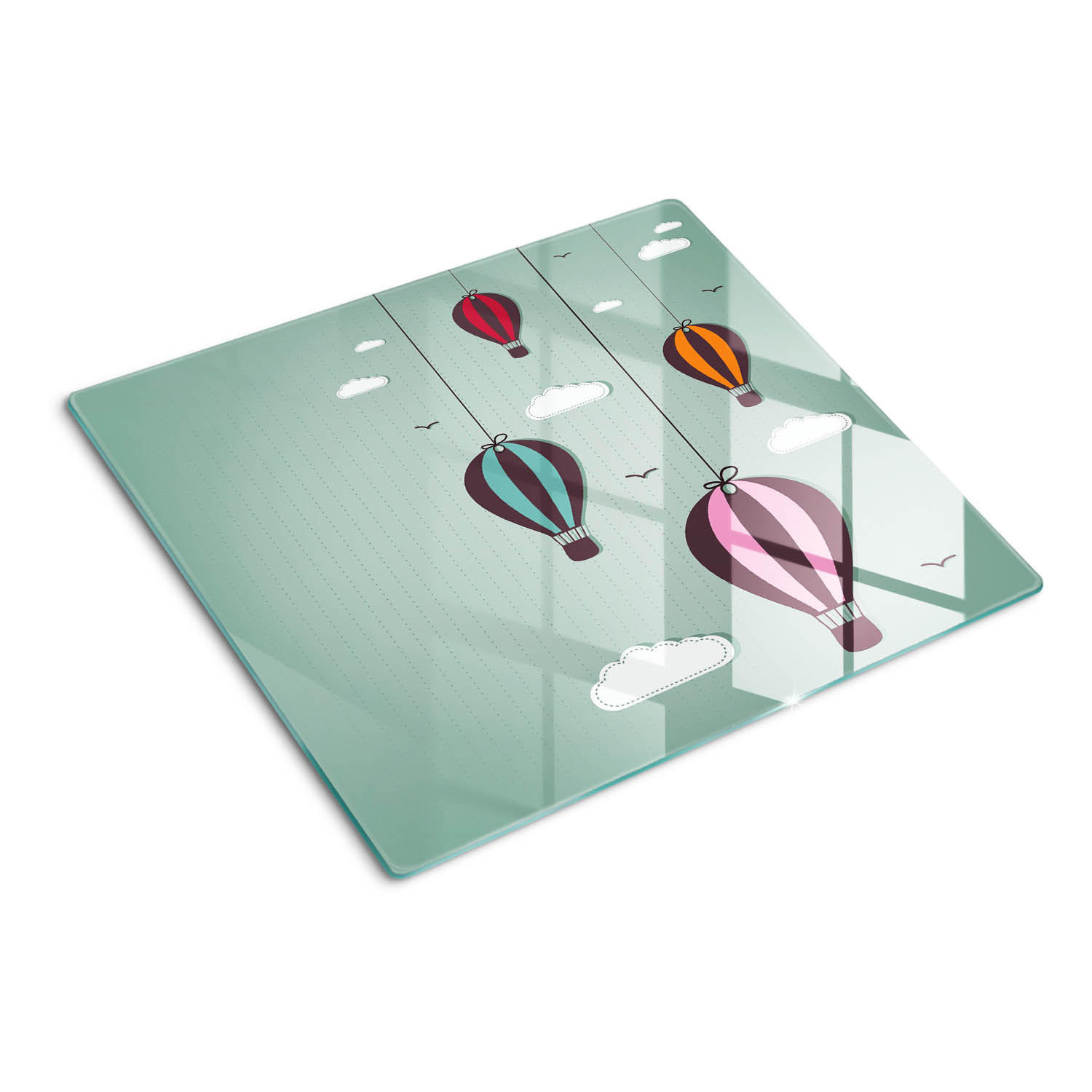 GLASPLATTE 60x52 cm Fliegende Ballons - Multicolor, Glas (60/0.4/52cm) - TULUP