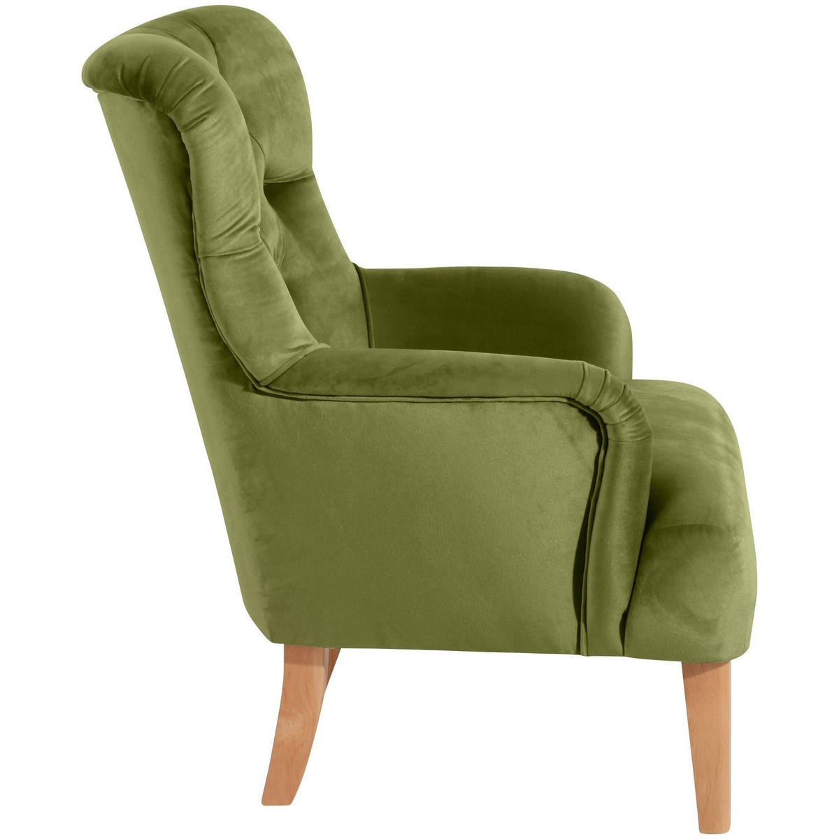 SESSEL Kaiya Bezug Samtvelours Buche natur / oliv - Grün, Kunststoff (71/97/82cm) - 58aufmkessel