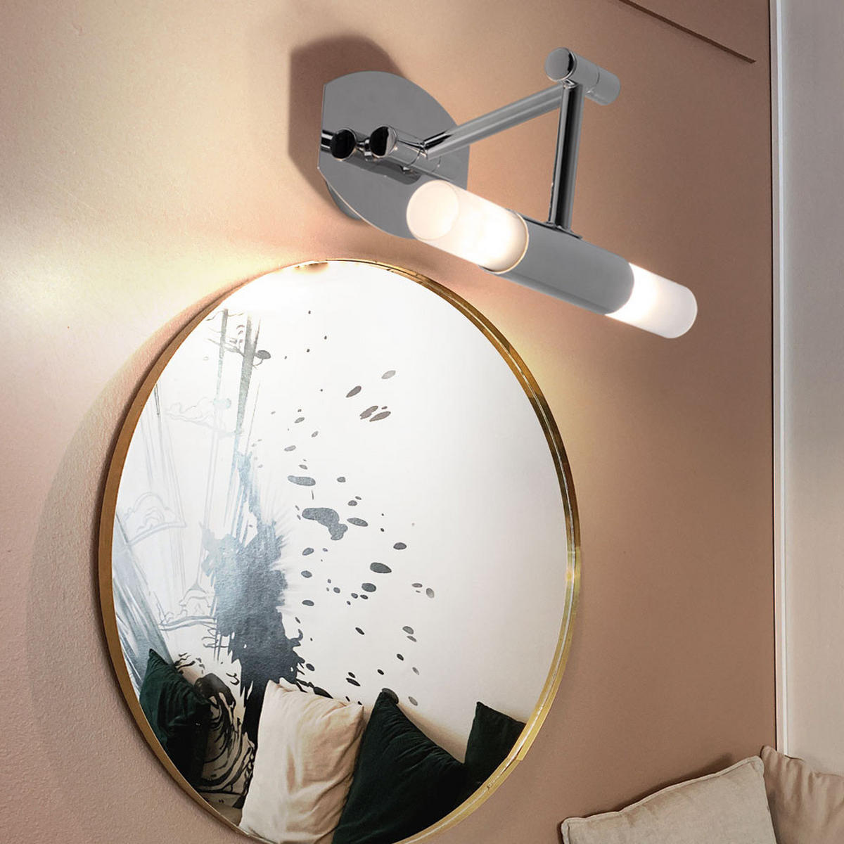 LED WANDLEUCHTE Chrom Glas Weiß schwenkbar - Silberfarben, Glas (23/6.5/26cm) - Briloner