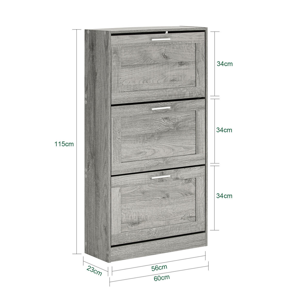 SCHUHSCHRANK Grau - Grau, Holzwerkstoff (60/115/23cm) - SoBuy