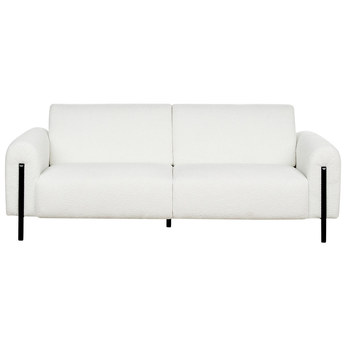 3-SITZER-SOFA Bouclé weiß Askim - Schwarz/Weiß, Textil (207/87/89cm) - Beliani
