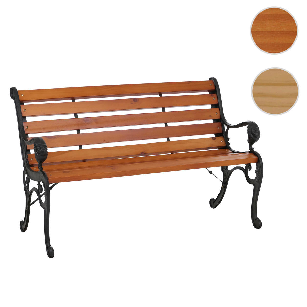 GARTENBANK Schwarz, Teak Dekor - Schwarz/Teakfarben, Holz (132/80/35cm) - MCW