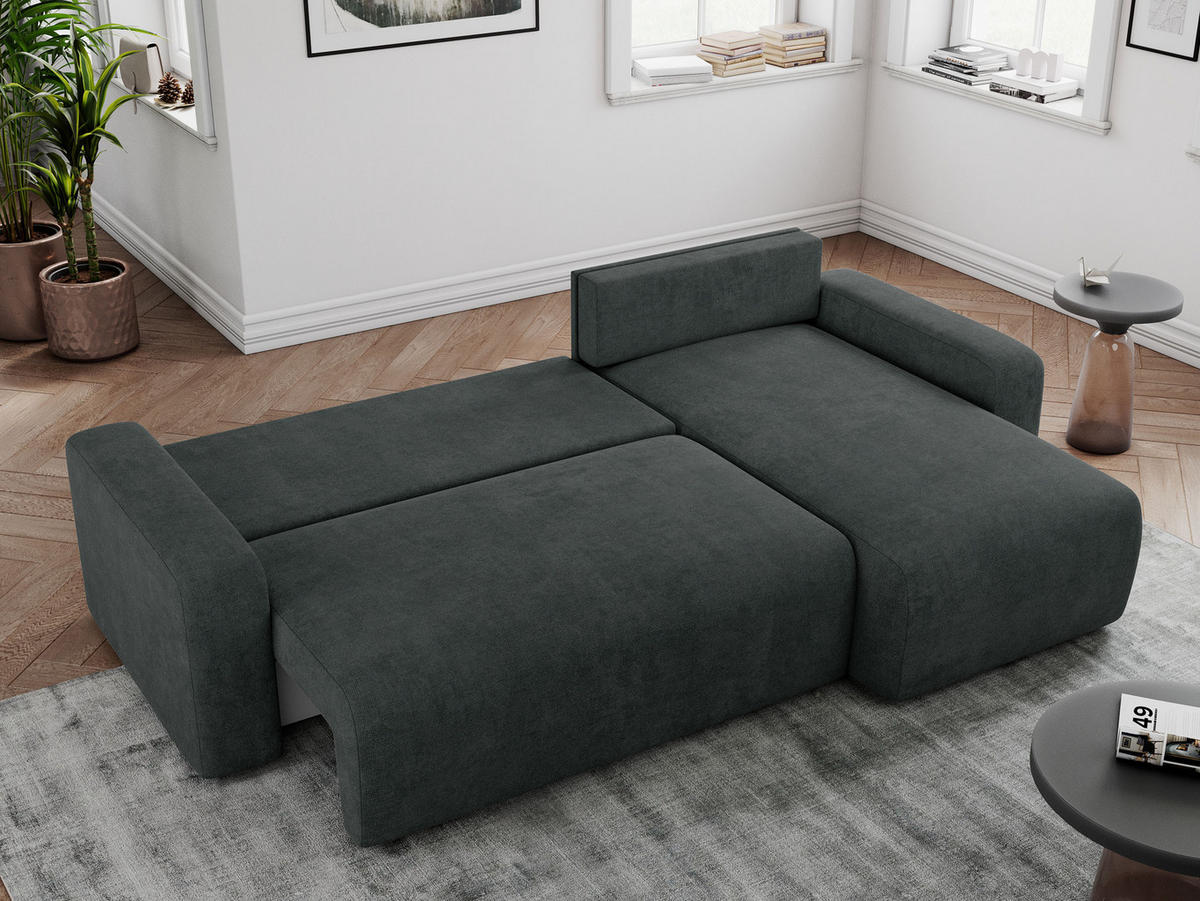 ECKSOFA ARGOS Dunkelgrau Struktur - Dunkelgrau/Schwarz, Kunststoff/Textil (245/150cm) - MKS