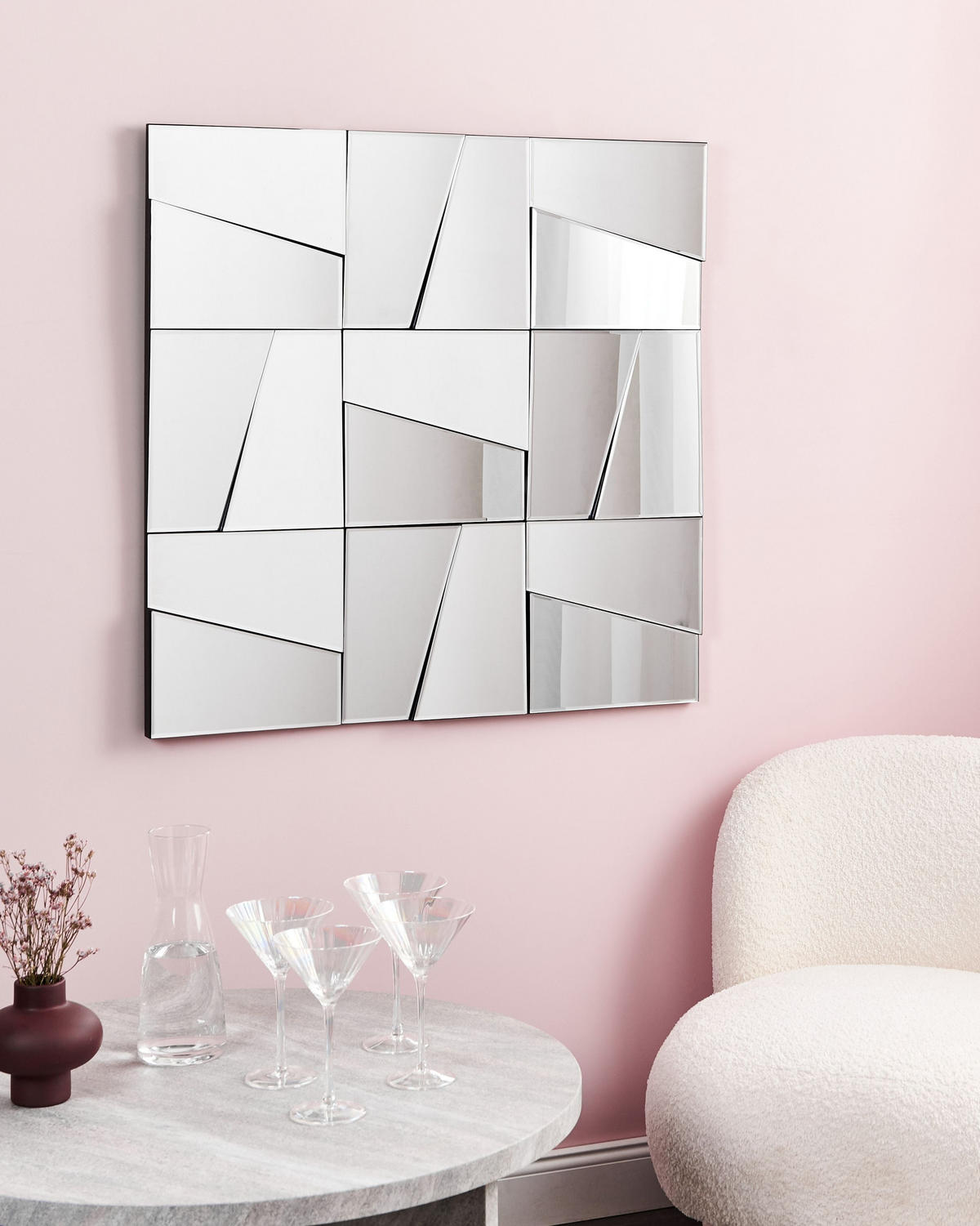 WANDSPIEGEL 80/80 cm Silber Ancemont - Silberfarben, Glas (80/80/2cm) - Beliani