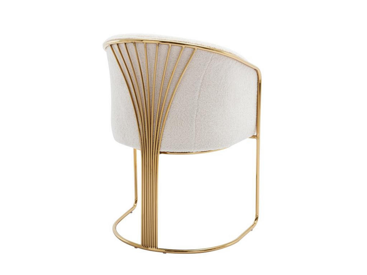 STUHL mit Armlehnen 6er-Set - Bouclé-Stoff & Metall - Weiß & Goldfarben - JOSETHE - Weiß, Textil (52.5/82.5/59.5cm) - Pascal Morabito