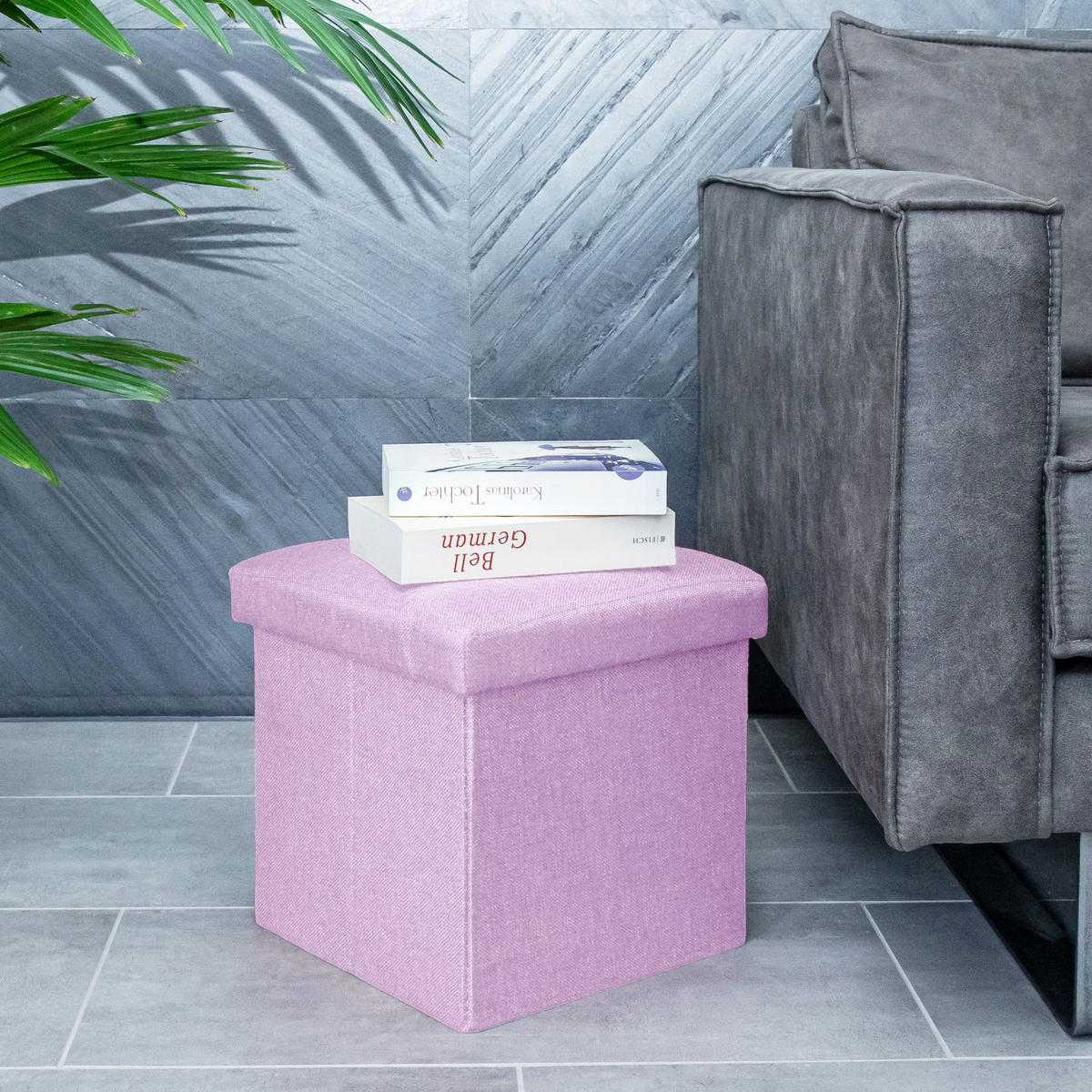 SITZWÜRFEL Faltbar 30/30/30 cm (Rosa) - Rosa, Textil (30/30/30cm) - Intirilife