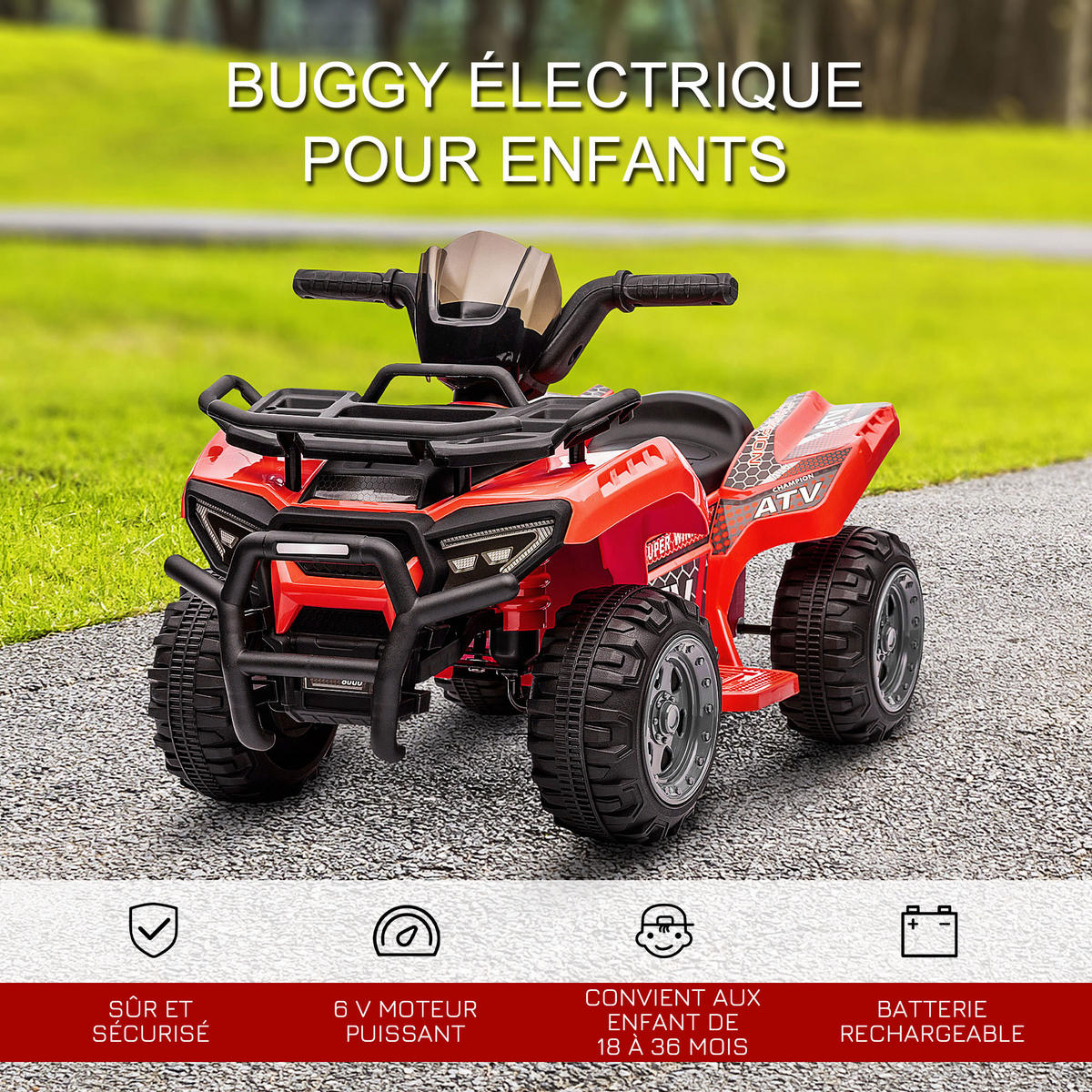 ELEKTRO-QUAD DE-13001 6V Rot - Rot, Kunststoff (70/42/45cm) - ComfortXL