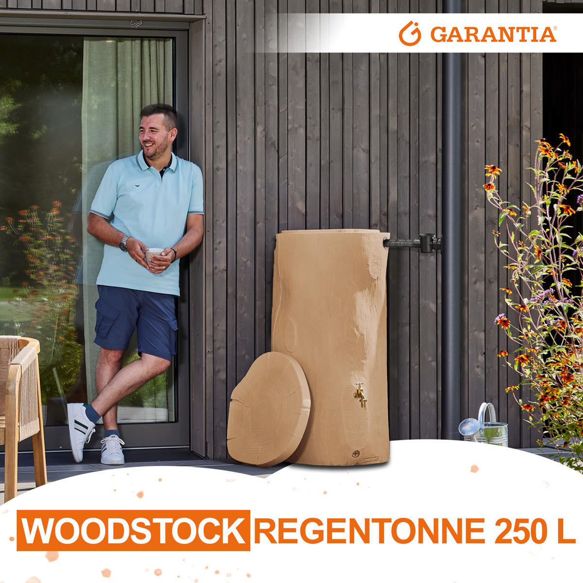 STOCK Regentonne 250 L, light - Braun, Kunststoff (60/119/60cm) - GARANTIA