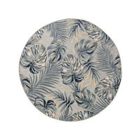 VNITŘNÍ a venkovní koberec Flora Vícebarevné ø 200 cm kulatý - modrá/krémová, plast/umělá hmota (200/200cm) - benuta