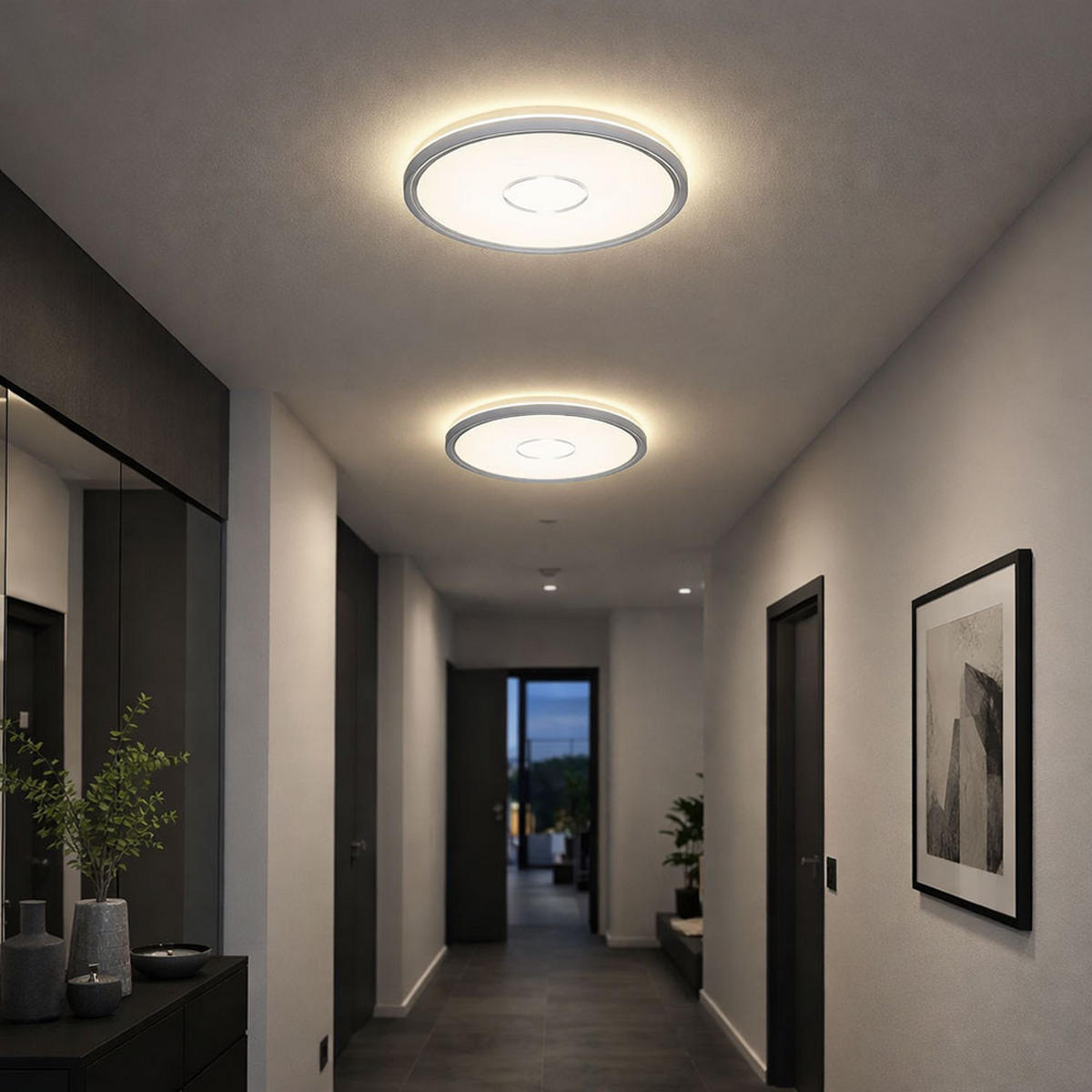 LED DECKENLEUCHTE Silber Opal - Silberfarben, Kunststoff (29.3/29.3/2.9cm) - Briloner