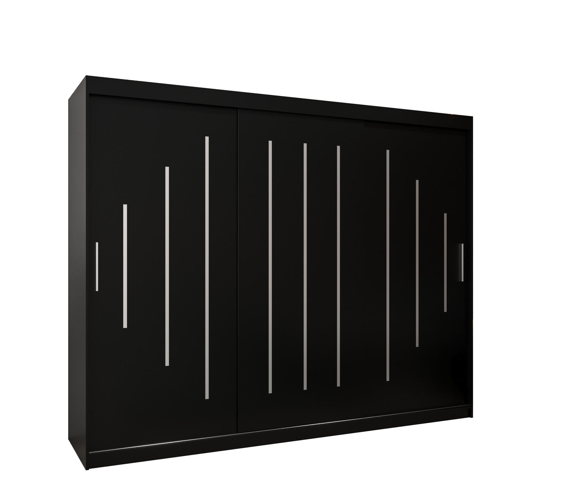 Abiks Möbel Schwebetürenschrank Schwarz, Schwarz 250x200x62 cm