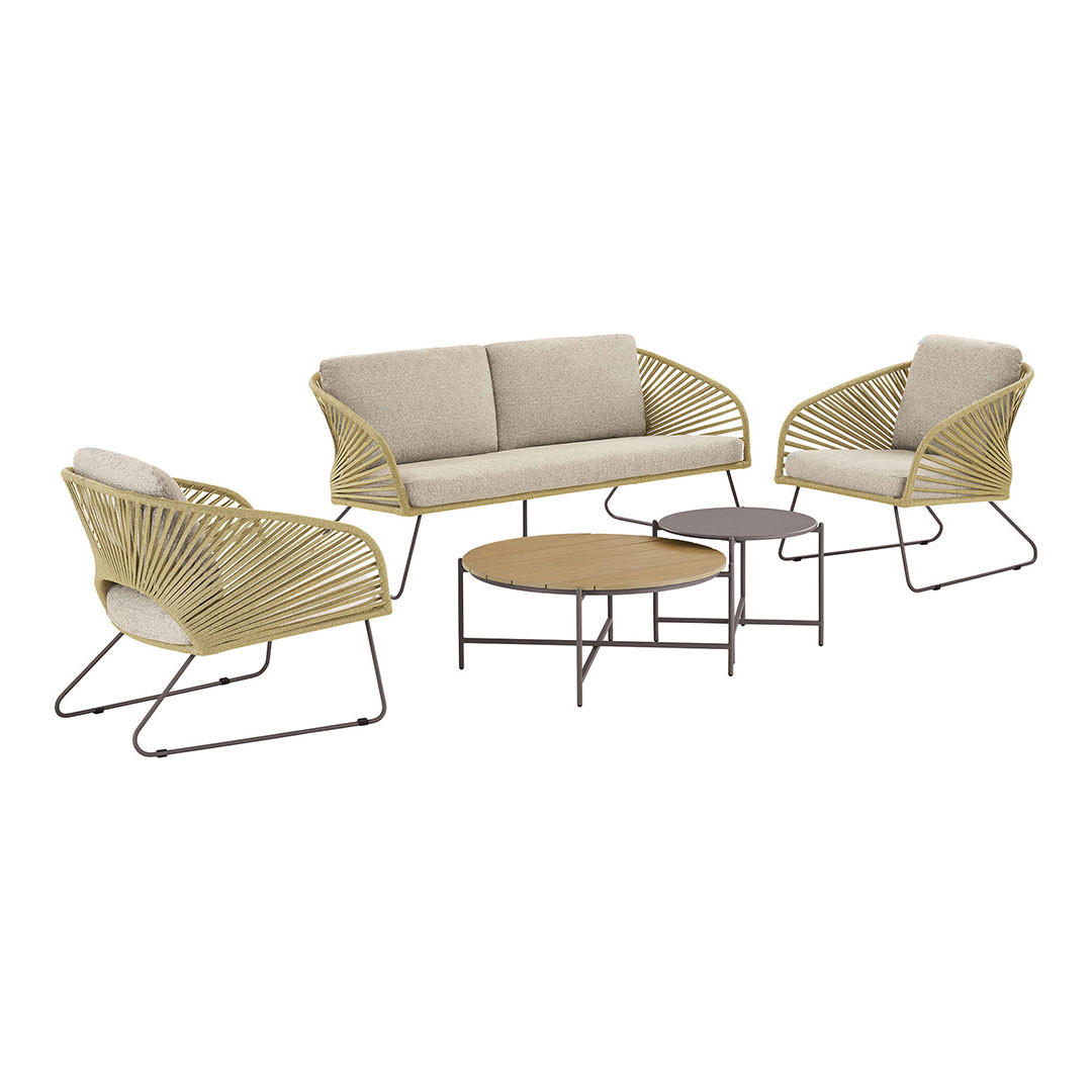 LOUNGE-SET, Novella, Beige, Stahl, 162 x 78 x 73 cm - Beige, Metall - ebuy24
