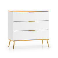 SCHUBLADENKOMMODE Viterbo Alpinweiß matt / goldfarben 92 / 49 / 88cm - Goldfarben/Weiß, Holz/Holzwerkstoff (92/88/40cm) - Feldmann-Wohnen