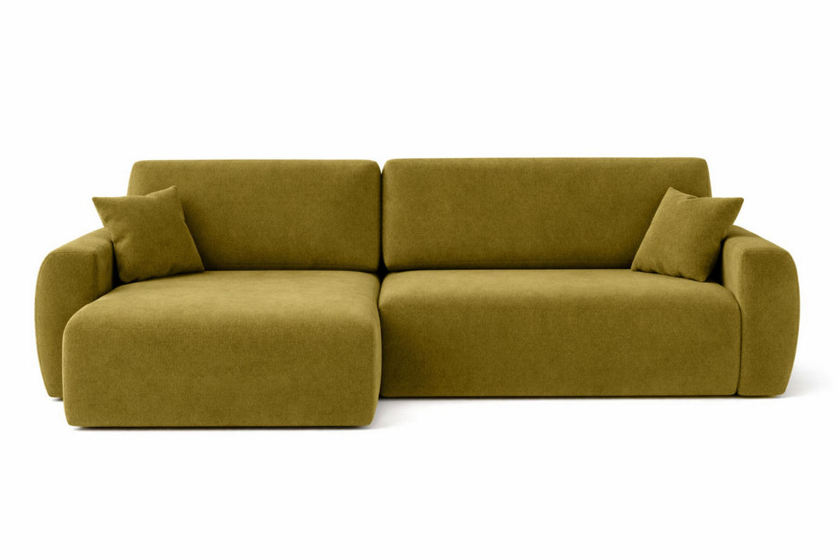 ECKSOFA Mit Schlaffunktion Ariel L, Velours, Stoff Salvador, Olive, Links - Olivgrün, Holz (250/142cm) - Kaiser Möbel