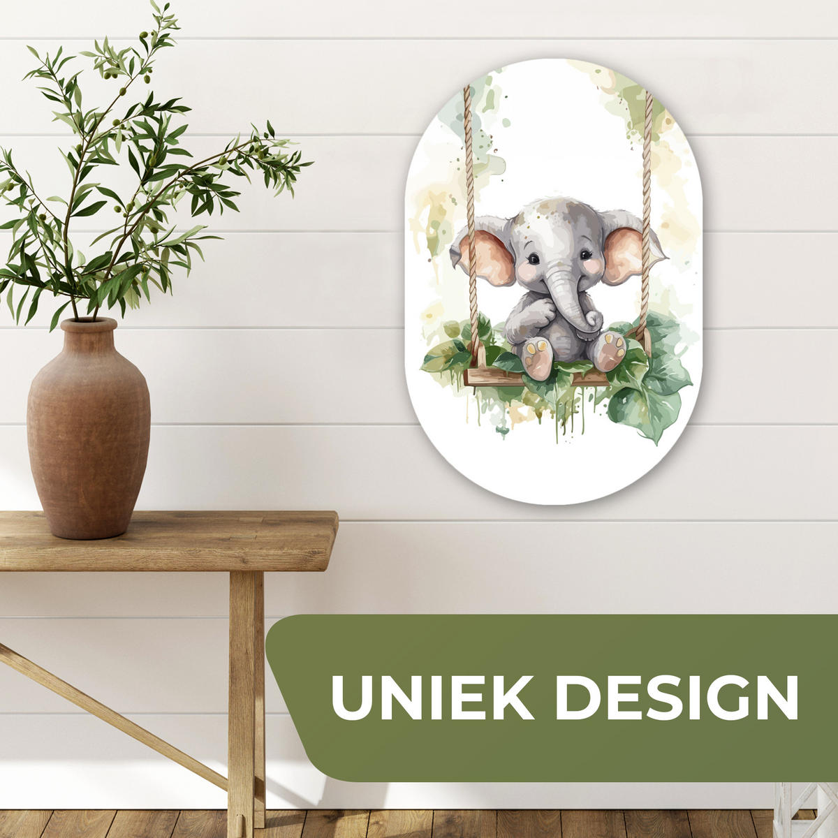 WANDBILD Elefant - Tier - Kinder - Dschungel Deko Wohnzimmer 40x60 cm - Hellgrau, Kunststoff (40/60cm) - MuchoWow