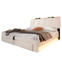 POLSTERBETT mit Stauraum & USB 140x200 cm Leinen Beige - Beige, Metall (140/200cm) - Meubliv