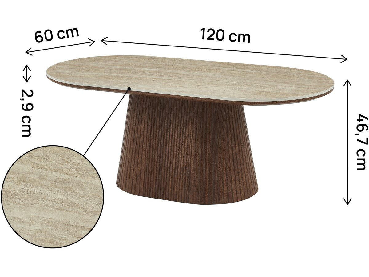 COUCHTISCH portofino beige - Beige, Keramik (120/60/46cm) - Habitat Garten