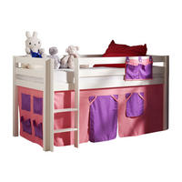 KINDERBETT Karolina 210x114x106 Massivholz Weiß Textilset Bella - Violett/Weiß, Holz (90/200cm) - 58aufmkessel