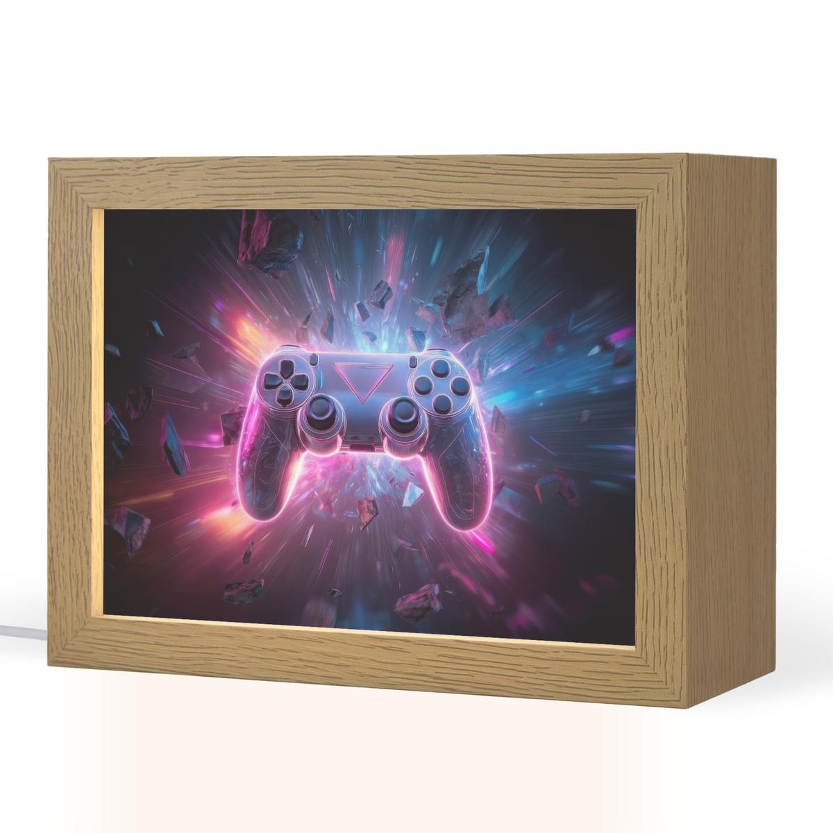 NACHTTISCHLAMPE Controller - Neon - Explosion - Abstrakt 20x15 cm - Violett, Holzwerkstoff (8/20/15cm)