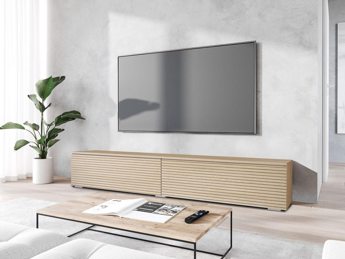 TV-LOWBOARD D180 - Silberfarben/Naturfarben, Holzwerkstoff/Kunststoff (180/30/33cm) - MIRJAN24