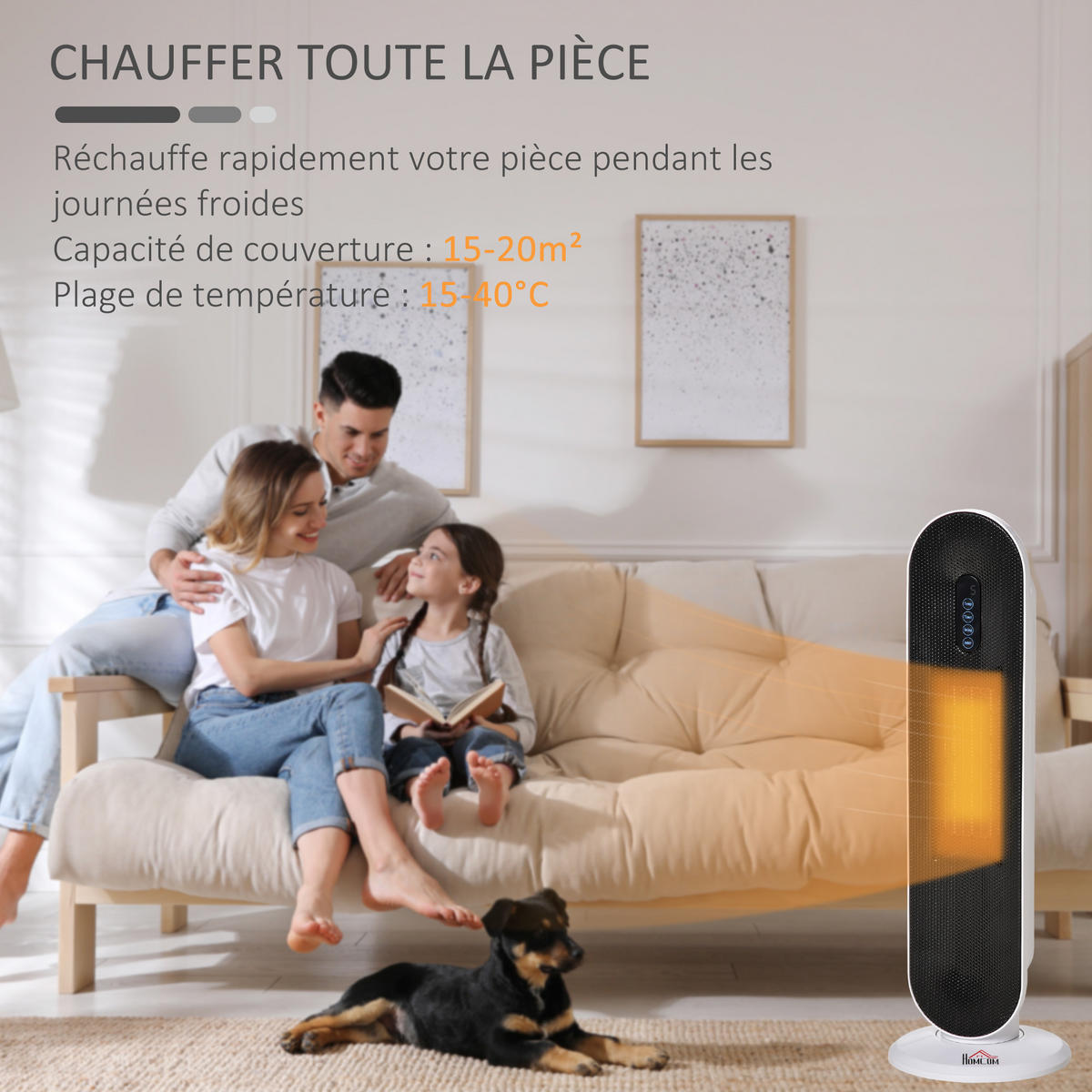 HEIZLÜFTER DE-17035 45° oszillierend PTC 1200/2000 W - Weiß, Kunststoff (21/63.5/21cm) - ComfortXL