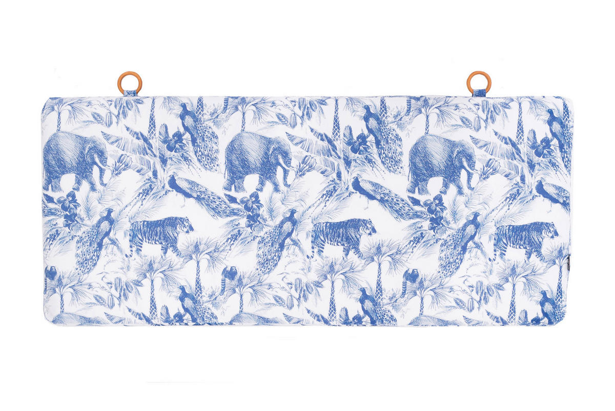 KOPFTEIL aus Samt und Schaumstoff mit Safari-Muster in Blau und Weiß VELVET - Blau, Textil (160/60/8cm) - RNT By Really Nice Things