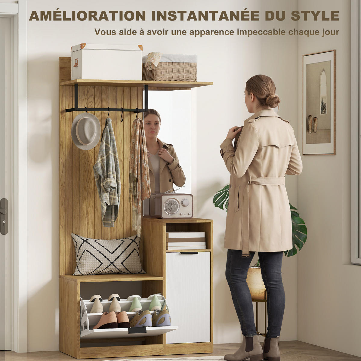 GARDEROBE DE-17896 Eiche - Eichefarben, Holzwerkstoff (36/168/80cm) - ComfortXL