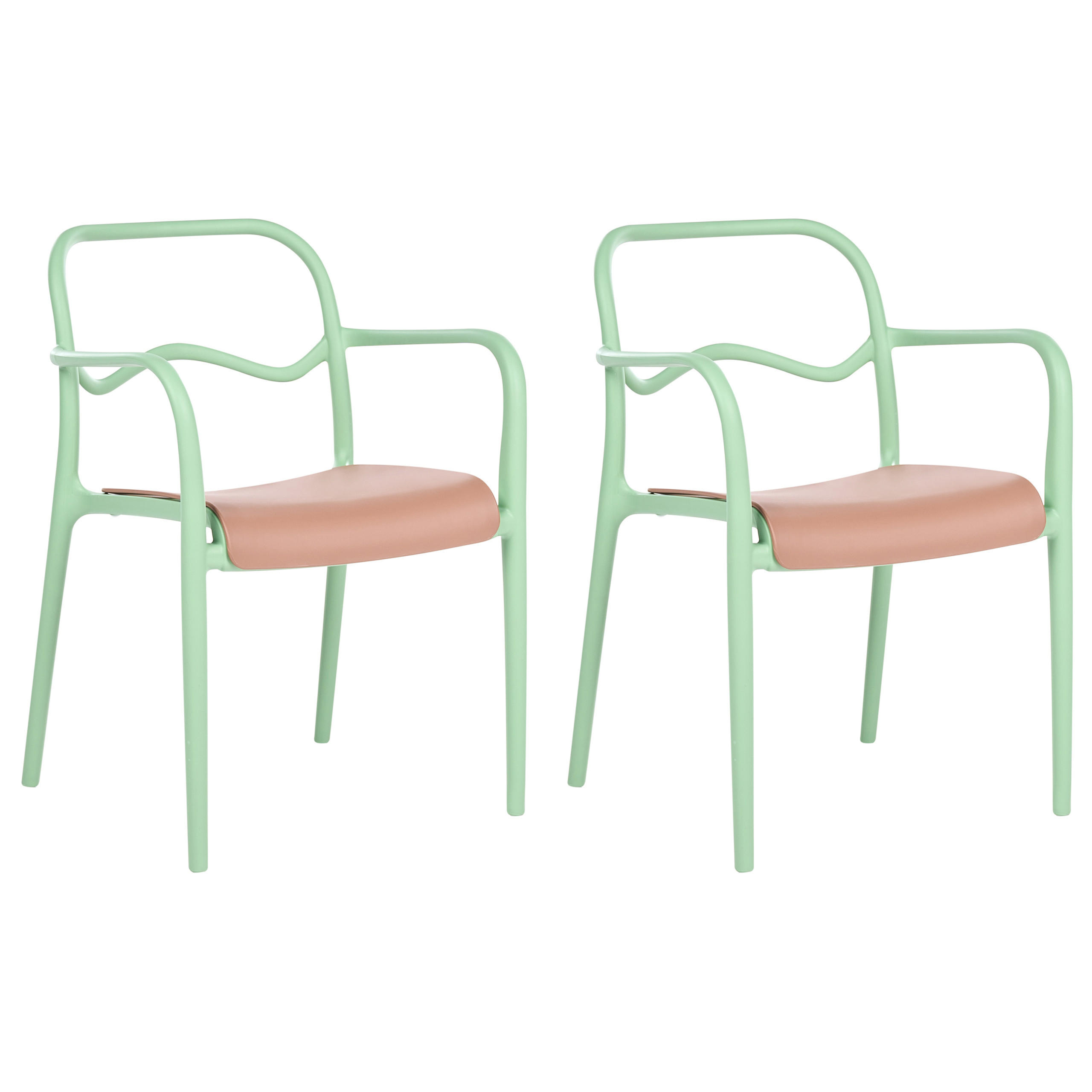 GARTENSTUHL 2er Set Kunststoff Grün Thasos - Grün, Kunststoff (57/80/57cm) - Beliani