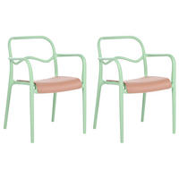 GARTENSTUHL 2er Set Kunststoff Grün Thasos - Grün, Kunststoff (57/80/57cm) - Beliani