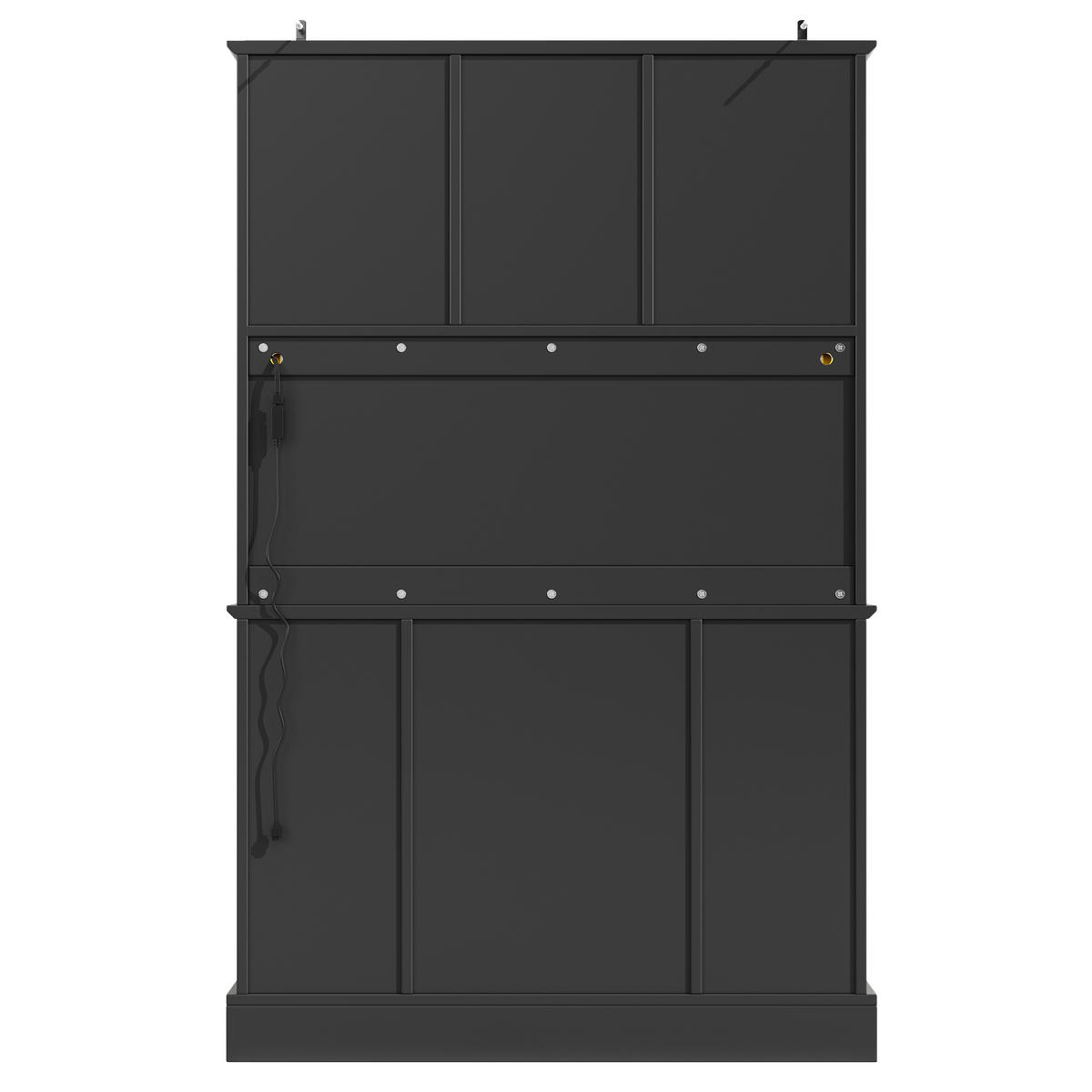 BUFFET DE-38376 115/40/180 cm mit LED-Beleuchtung und 4 Türen Schwarz - Schwarz, Holzwerkstoff (115/180/40cm) - ComfortXL