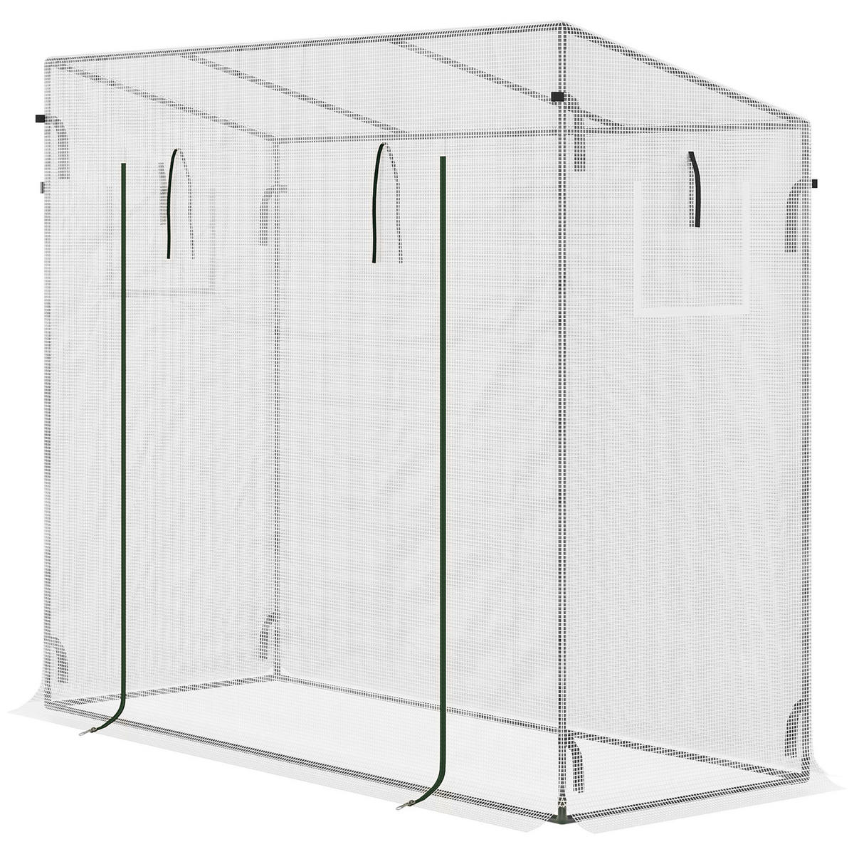 GEWÄCHSHAUS DE-05830 begehbar mit Seitenfenster und aufrollbarer Tür 200/76/168 cm Weiß - Weiß, Kunststoff/Metall (76/168/200cm) - ComfortXL
