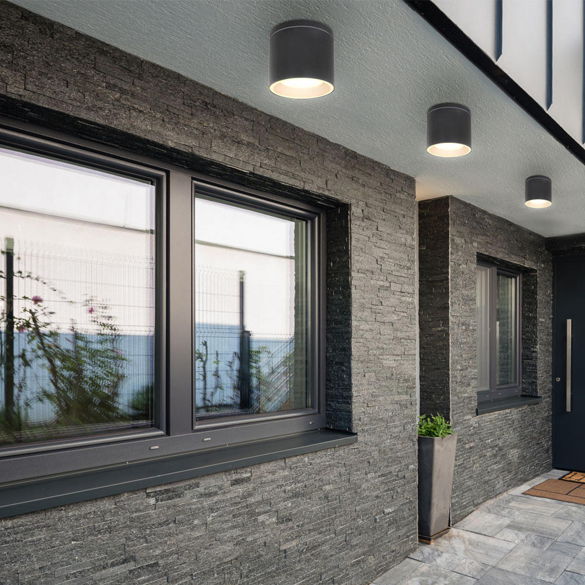 DECKENLEUCHTE Aluminium Anthrazit matt - Anthrazit, Glas (10.8/10.8/9.6cm) - Globo Lighting