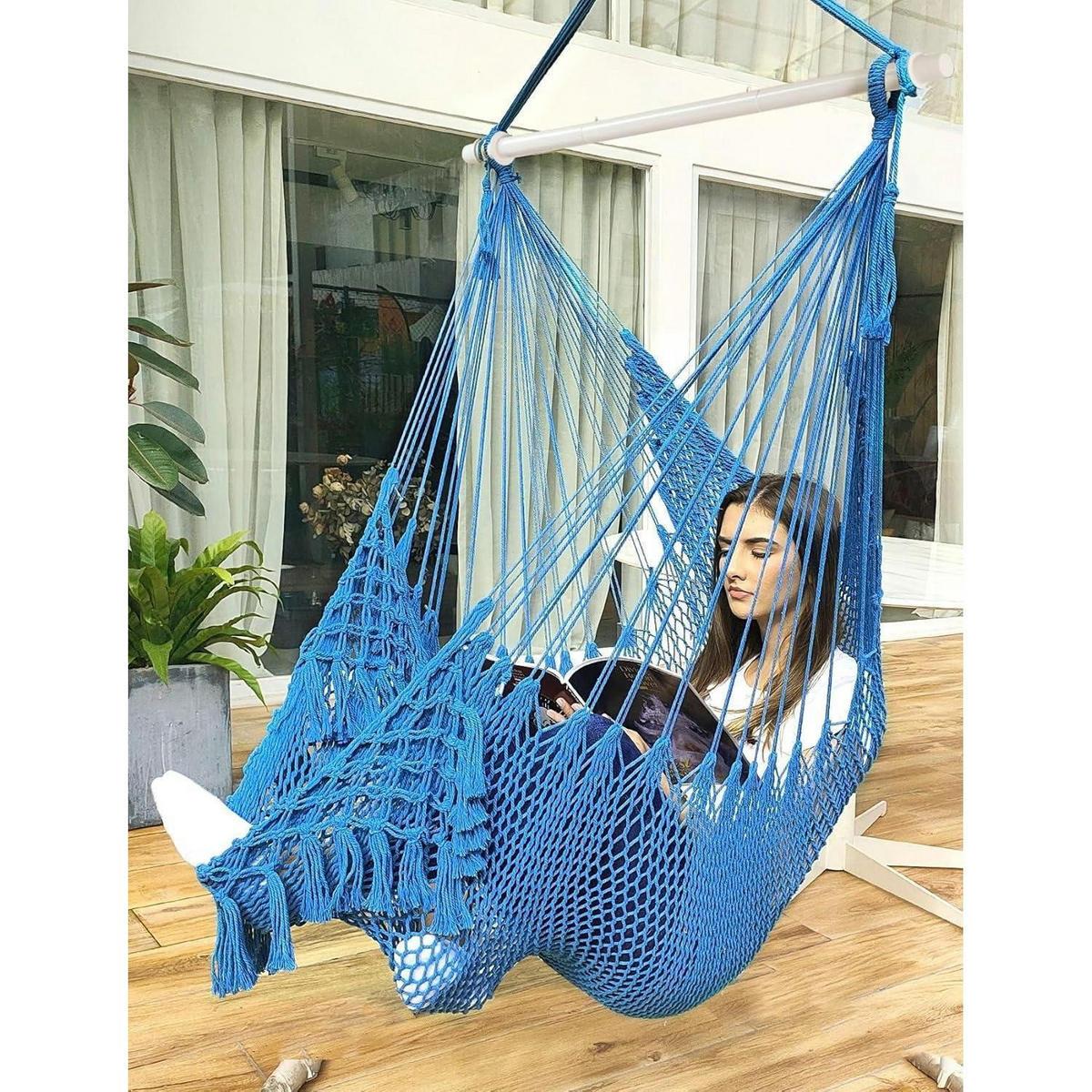 HÄNGESESSEL Baumwolle Königsblau 240 x 80 cm - Blau, Textil (80/1.5/240cm)