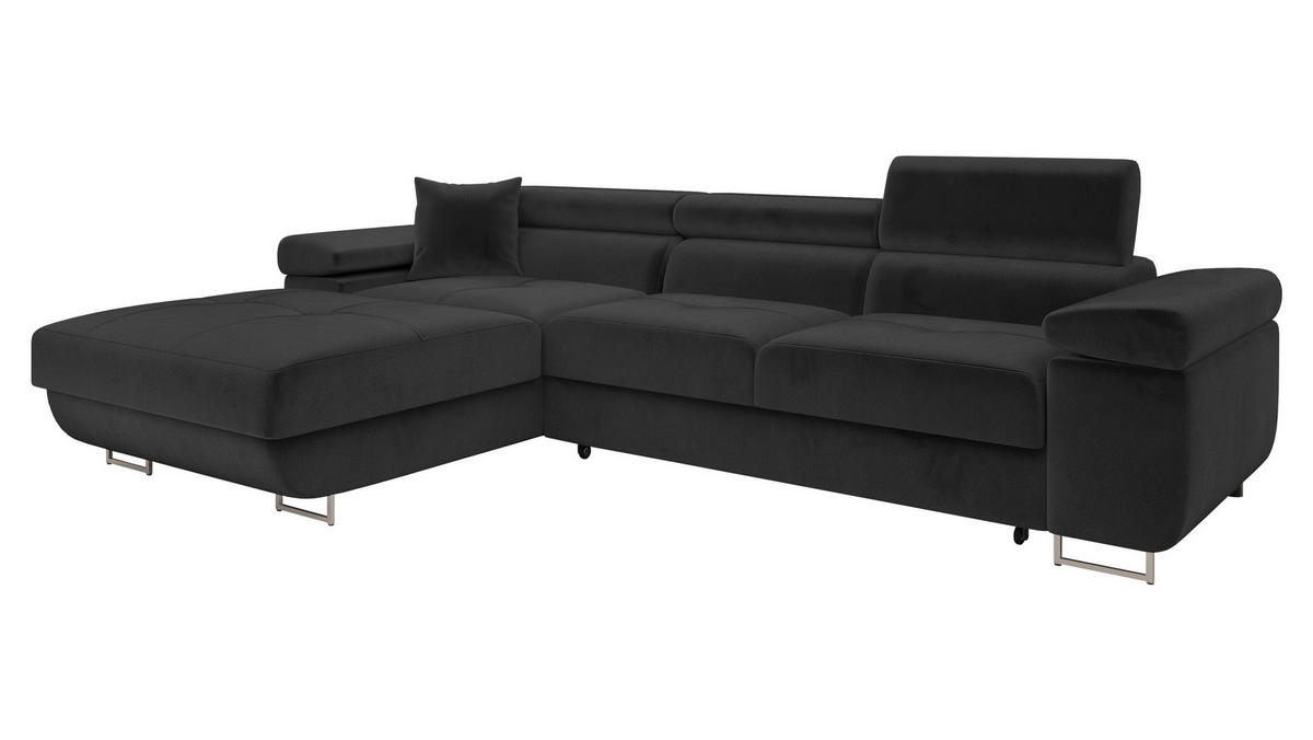 ECKSOFA Torezio Mini, Seite: Links - Schwarz, Holz/Textil (280/170cm) - MIRJAN24