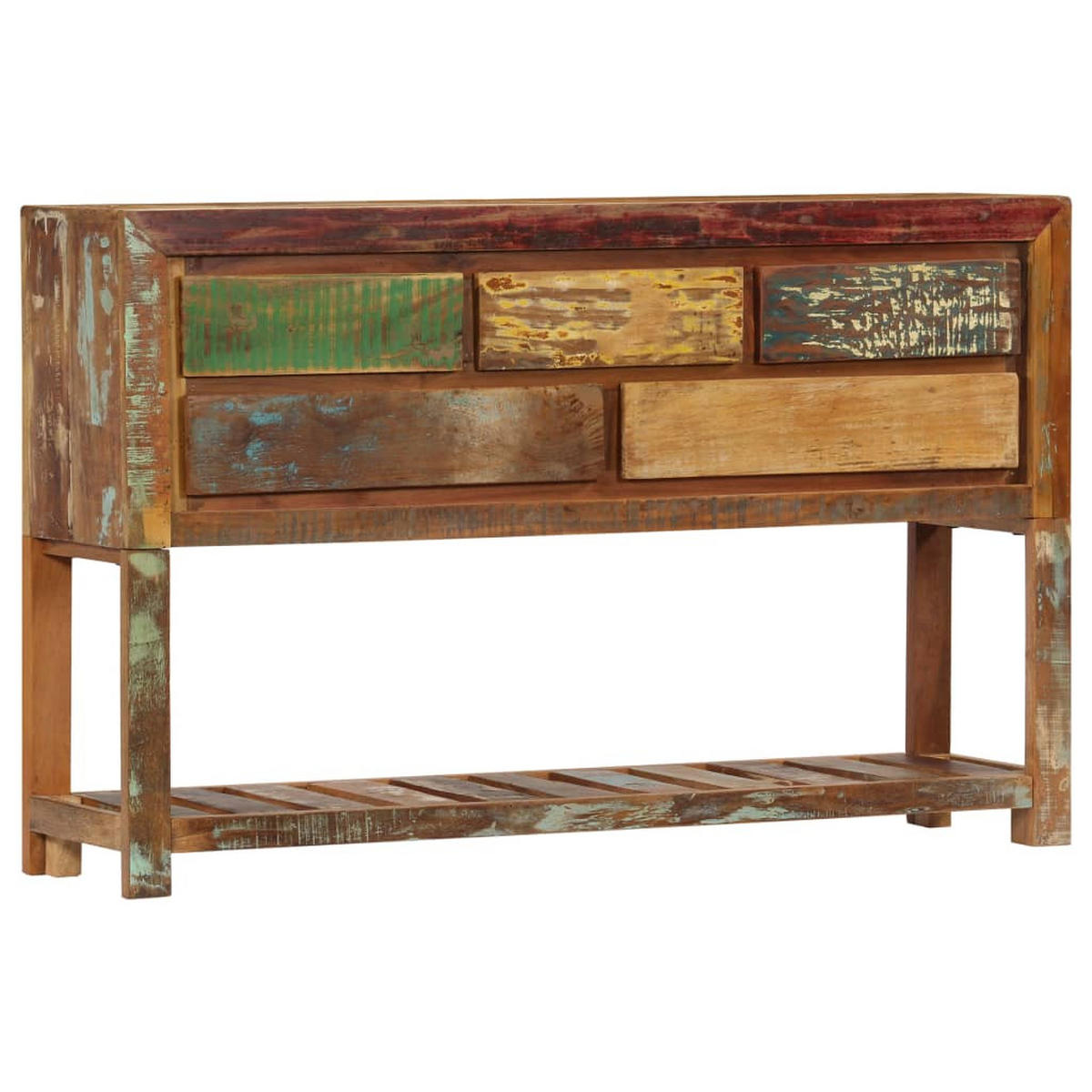 SIDEBOARD mit 5 Schubladen und Ablage, 120/30/75 cm, aus Massives Altholz - Multicolor, Holz (120/75/30cm) - vidaXL