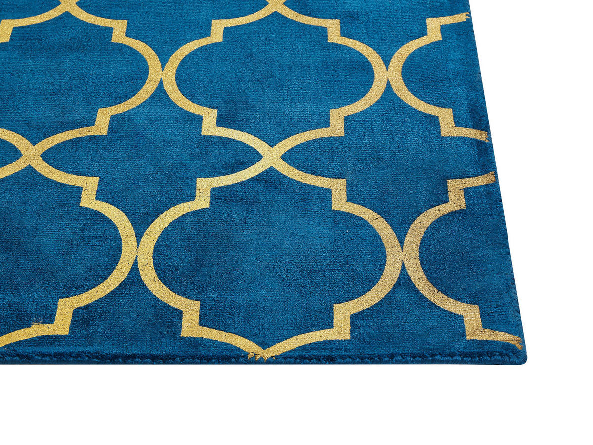 KURZFLOR-TEPPICH Yelki 230/160 cm - Blau, Naturmaterialen (160/230cm) - Beliani