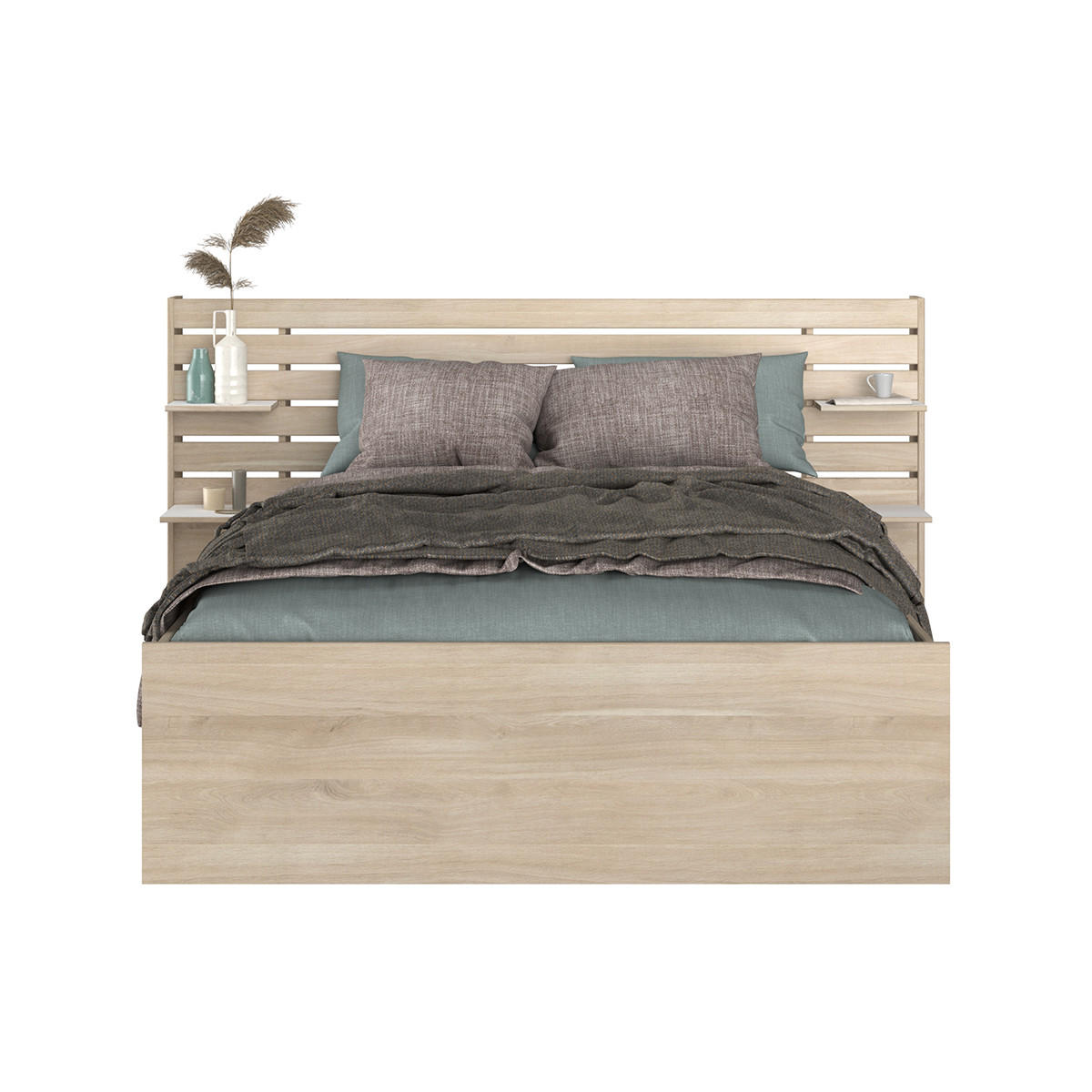 BETT mit Liegefläche 140x190-200 2 Schubladen - Escale - Eschefarben, Holzwerkstoff (190/140cm) - Calicosy